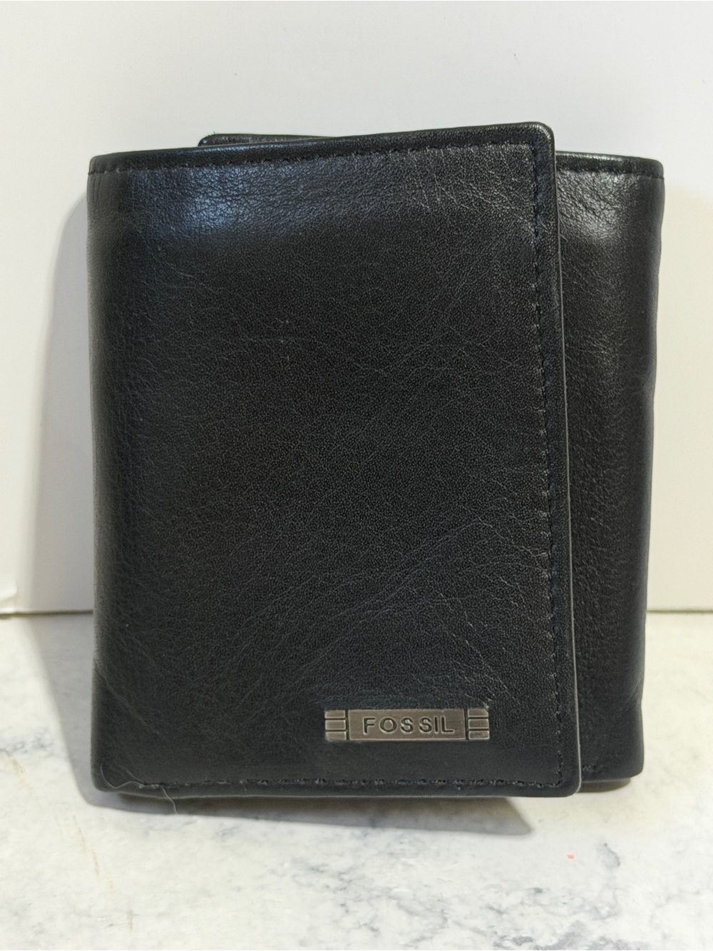 Fossil Evan zip black leather slim trifold men’s wallet